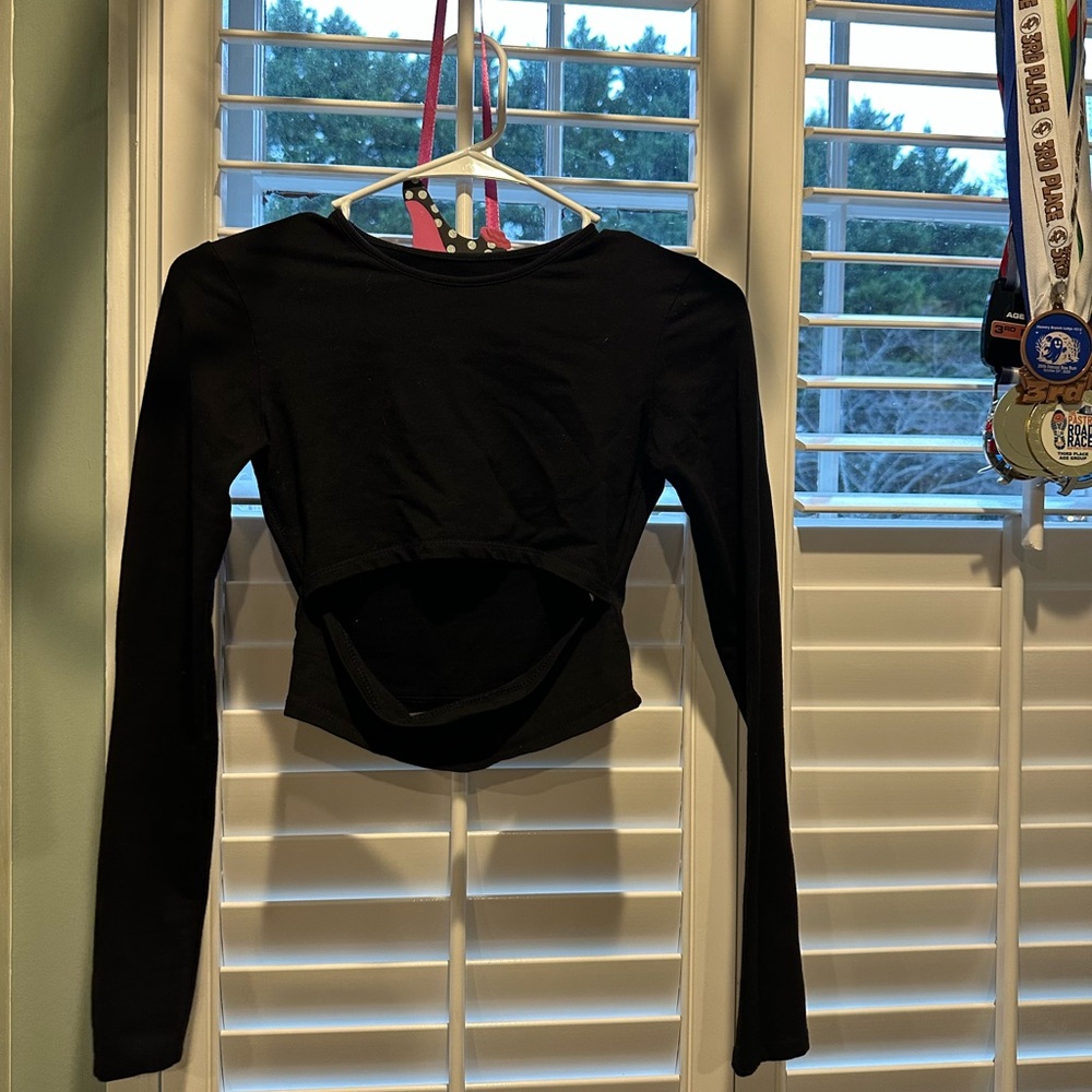 Source Unknown Black Long Sleeve Crop Top